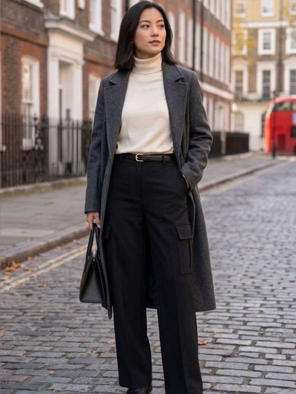 Denver Hayes Classic High-Waist Black Cargo Trousers